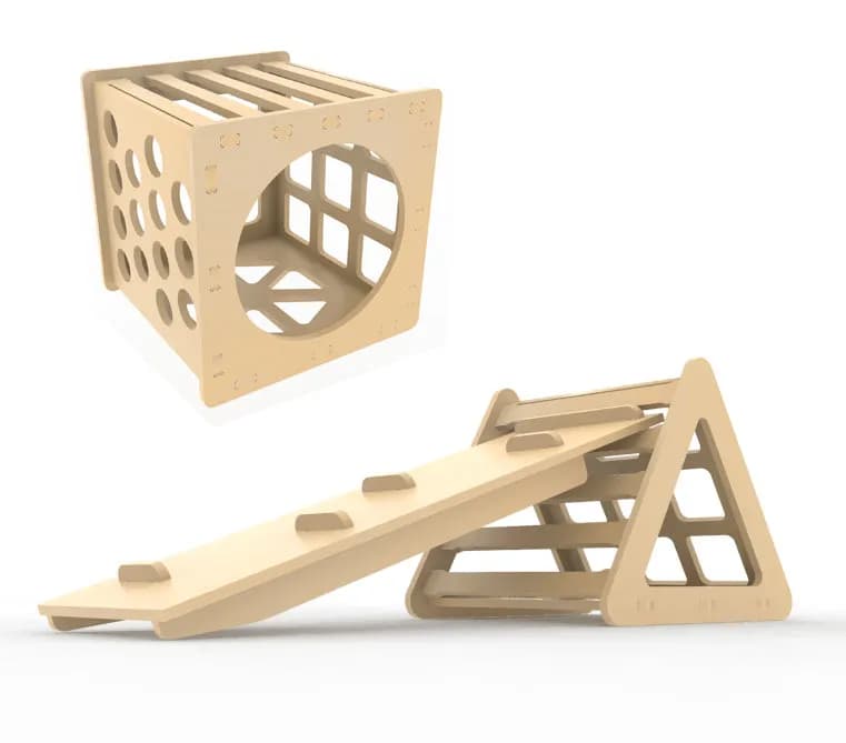Combo Triangulo Cubo Pikler con Rampa 2 en 1 Montessori - Mobiliario Montessori Sintornillo Chile