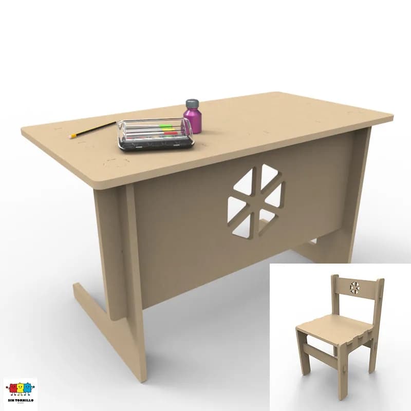 Escritorio Infantil Montessori con Silla - Mobiliario Montessori Sintornillo Chile
