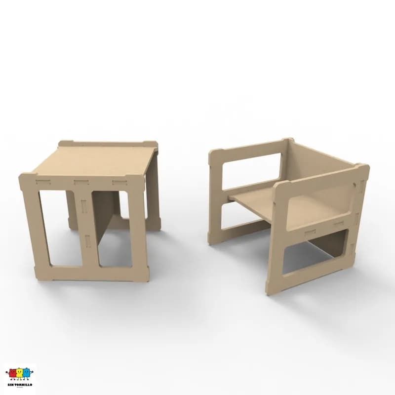 Silla y mesa para niños - 2 en 1 - Mobiliario Montessori Sintornillo Chile