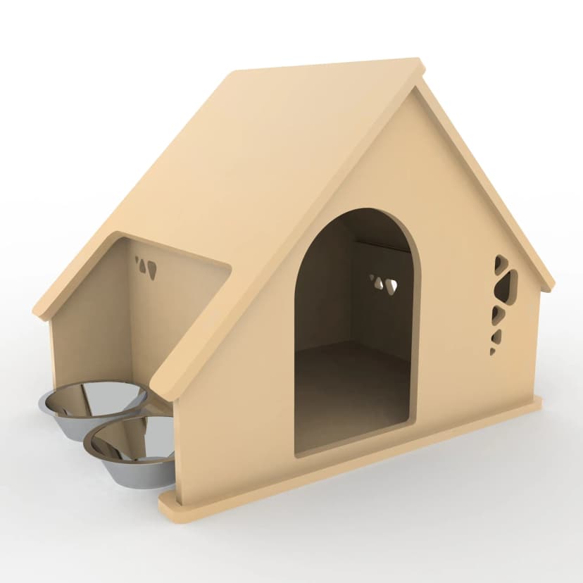 Casa para Perro con Comedero de Madera - Mobiliario Montessori Sintornillo Chile