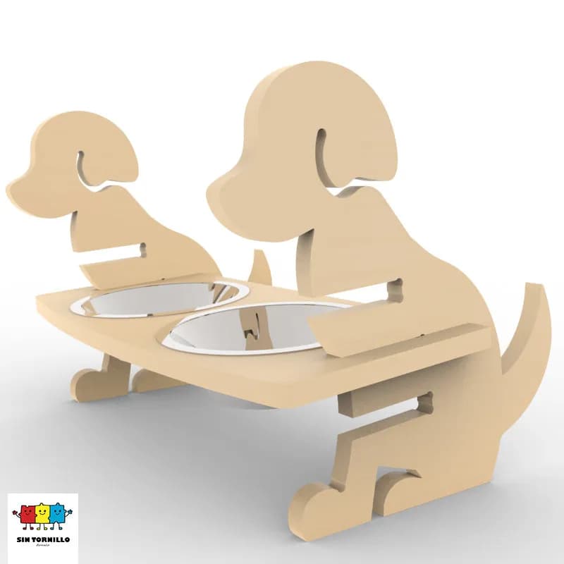Comedero para Perro y Gato de Madera - Mobiliario Montessori Sintornillo Chile